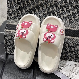 Dép Quai Ngang Đế Dày Chống Trượt In Hoạt Hình 3D Dễ Thương Cho Nữ