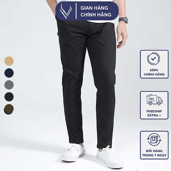 Quần VERATINO kaki ôm dáng chất liệu vải thấm hút cao cấp