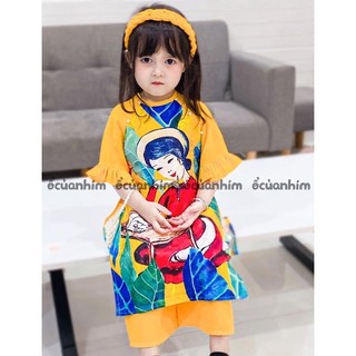 Set áo dài quần lụa mềm cao cấp cho bé gái