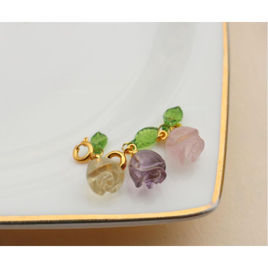 Mặt Dây Chuyền Bằng Đá Fluorite Tự Nhiên Hình Hoa Hồng Thời Trang