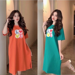 Đầm Thái Suông Chất Xịn Form Dài Xẻ Tà, Dầm Thun Nữ Rộng Big Size Chất Thun Thái Mịn Êm Shop YUNA
