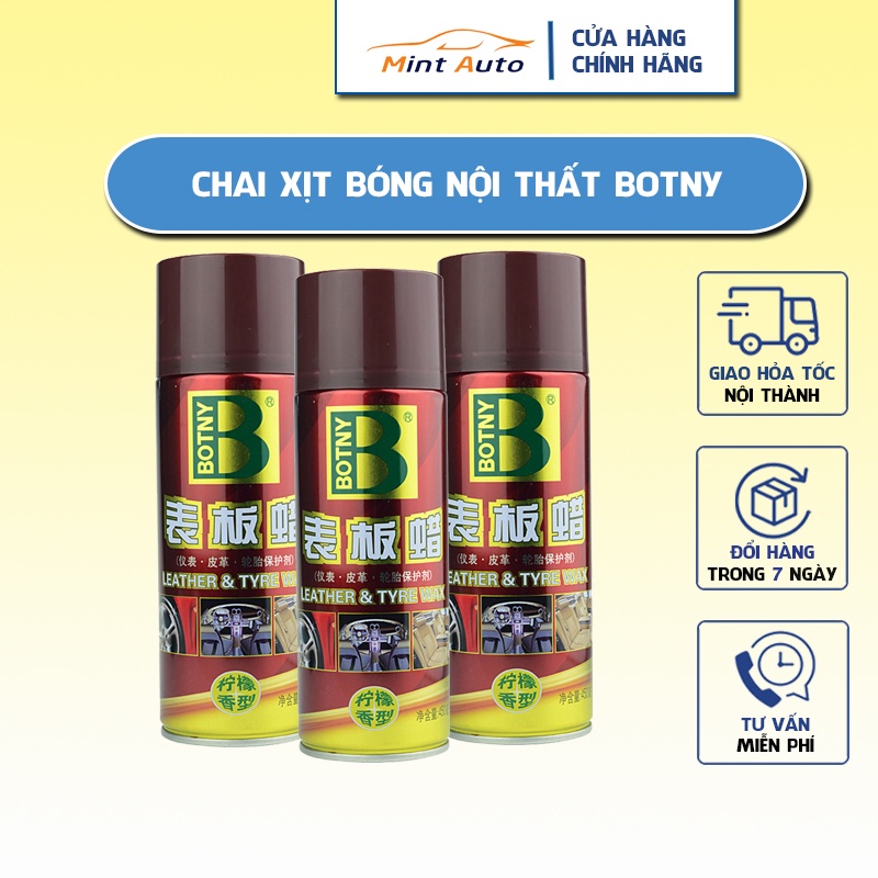 Chai xịt bóng nội thất ô tô, xe hơi đồ da Botny B-1192 dung tích 450ml