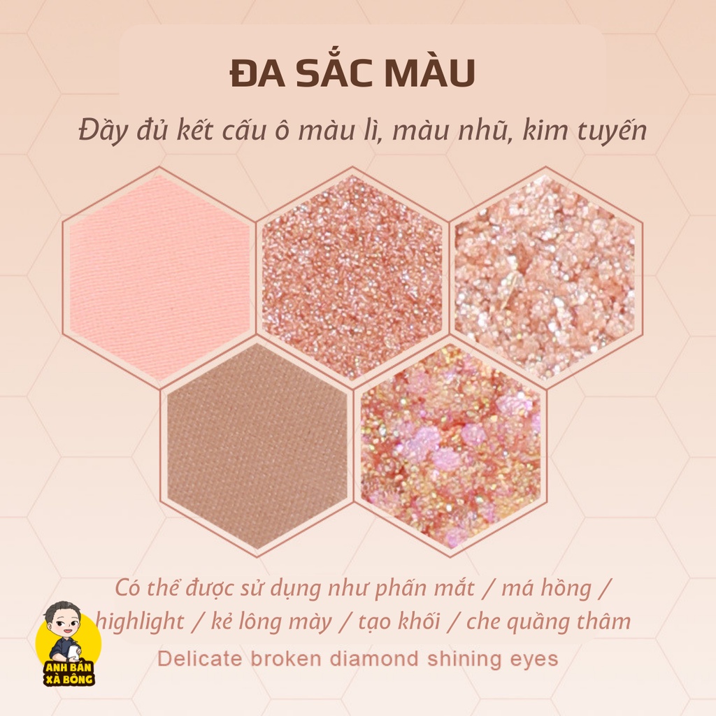 Bảng Phấn Mắt 12 Ô Màu Nhũ Lì HOLD LIVE 12-Color Beehive Drill Eyeshadow Palette HL506