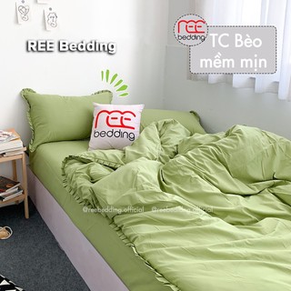 Bộ chăn ga gối REE Bedding CTC92 Cotton TC trơn xanh cốm đủ size giường nệm