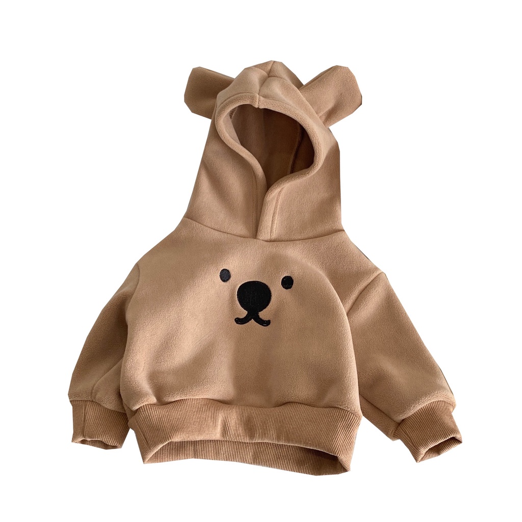 ÁO HOODIE GẤU 2 MÀU SIÊU DỄ THƯƠNG CHẤT LIỆU NỈ BÔNG ẤM ÁP CHO BÉ YÊU