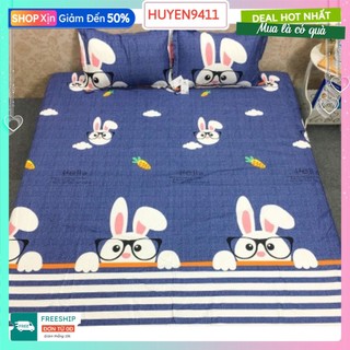 Ga chun bọc đệm giường,Vải poly cotton 1m2,1m4,1m6-họa tiết thỏ kính