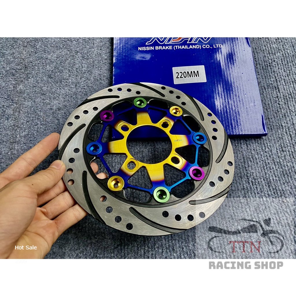 Đĩa Nissin 4 lỗ size 220mm Mẫu Titan 7 màu gắn thông dụng cho các dòng xe