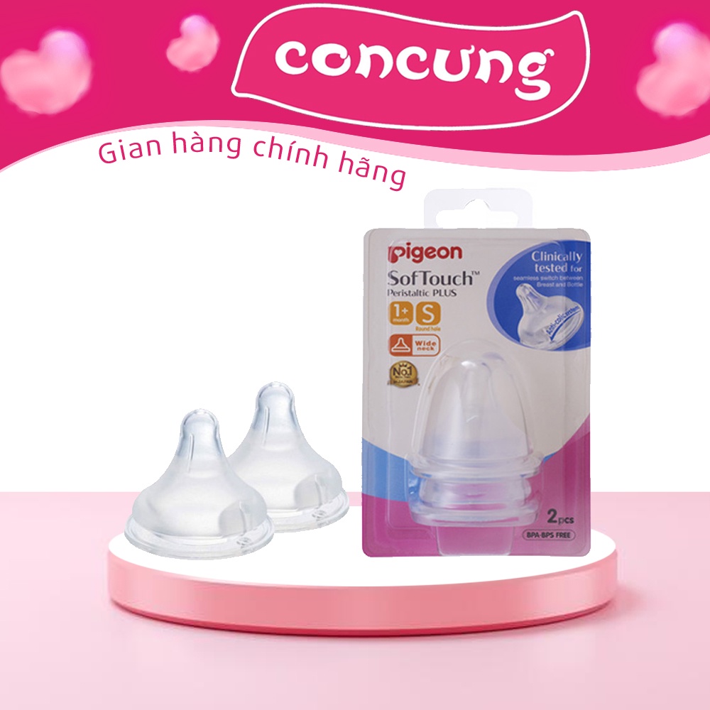 {TÁCH LẺ } 1 Núm Ti Pigeon Softtouch Cho Bình Cổ Rộng {HÀNG NHẬP KHẢU}