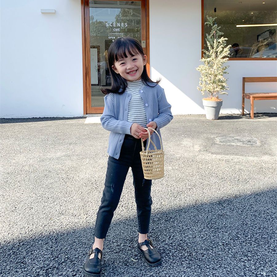 Quần Jean Dài Dáng Bút Chì Ôm Chân Co Giãn Tốt Kiểu Hàn Quốc Dễ Thương Cho Bé Gái