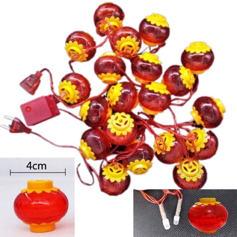 DÂY LED ĐÈN LỒNG ĐỎ TRANG TRÍ (5m 16 bóng đường kính 4cm)