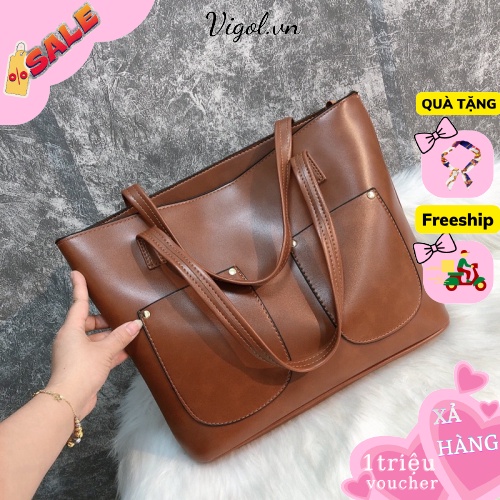 Túi Xách Nữ Da Công Sở đựng Laptop A4 bản to phù hợp đi dạy đi học đi làm SUPER BIG TOTE