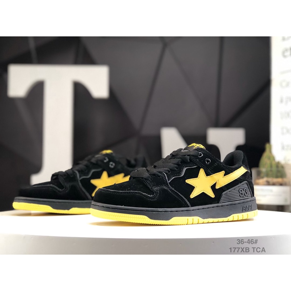 Bape Giày Thể Thao Da Bóng Màu Xanh Dương Trắng Dễ Phối Đồ Thời Trang 1G70191031 36-46