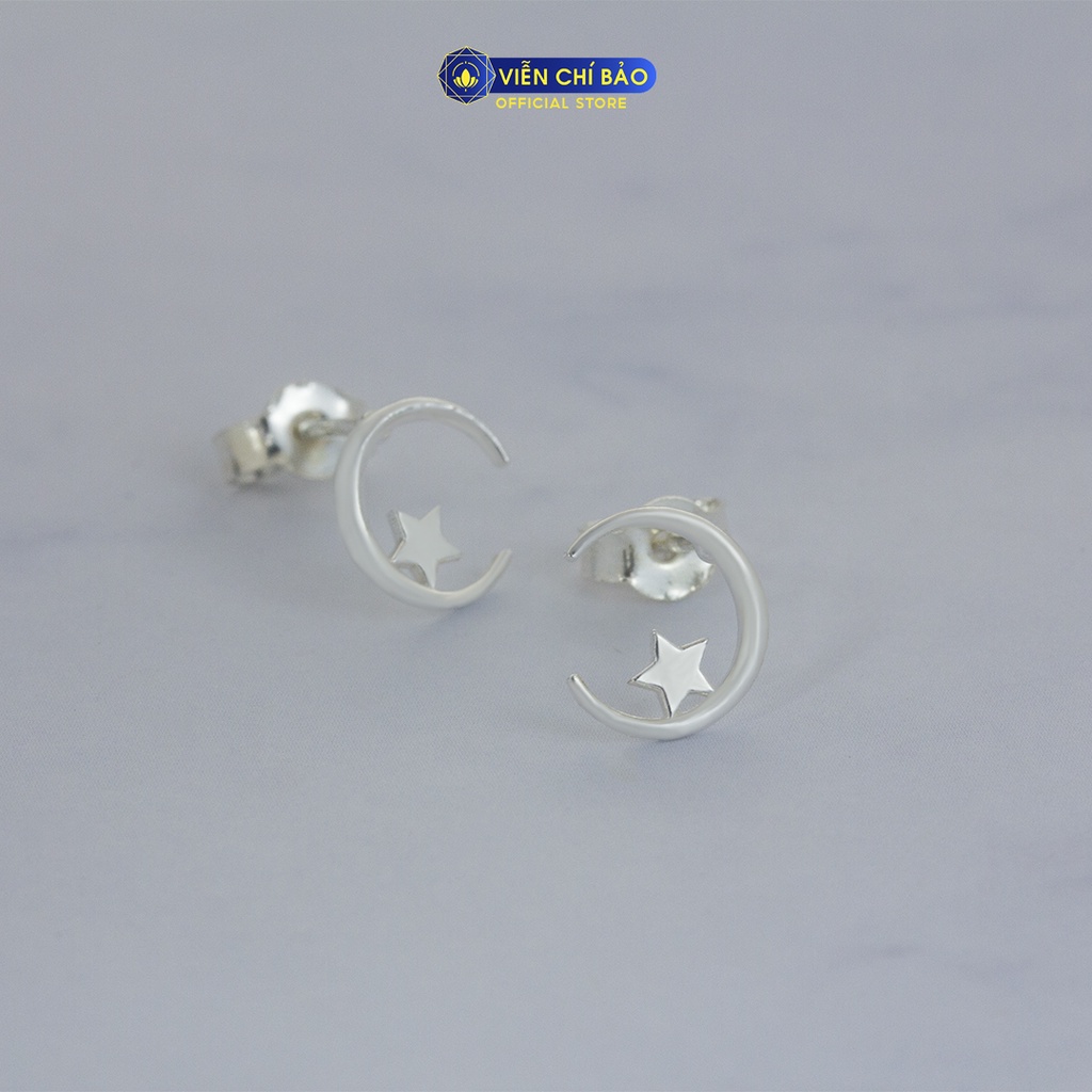 Bông tai bạc nữ trăng sao chất liệu bạc S925 thương hiệu Viễn Chí Bảo E023