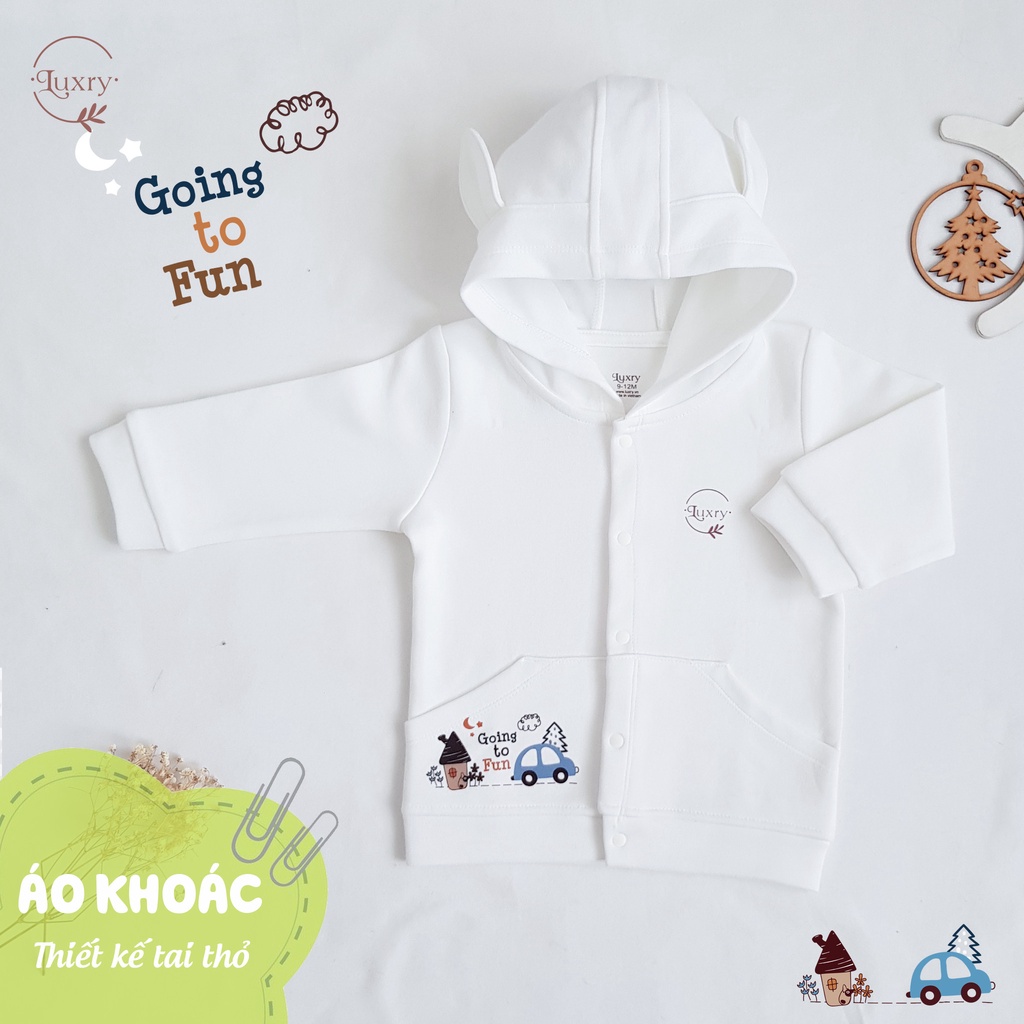 Áo khoác nắng họa tiết ô tô đáng yêu thương hiệu Luxry chất vải sợi tre pha cotton cho bé từ 9 tháng đến 6 tuổi