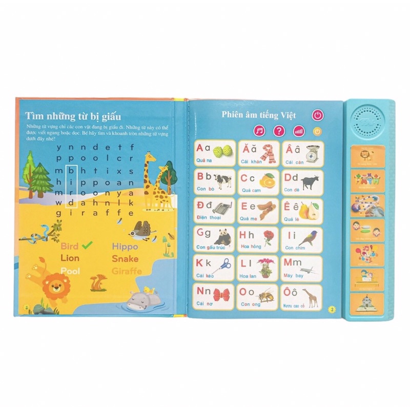 Sách nói Điện tử Song ngữ Anh - Việt cho trẻ em 3+, Sách điện tử đa chức năng giáo dục sớm