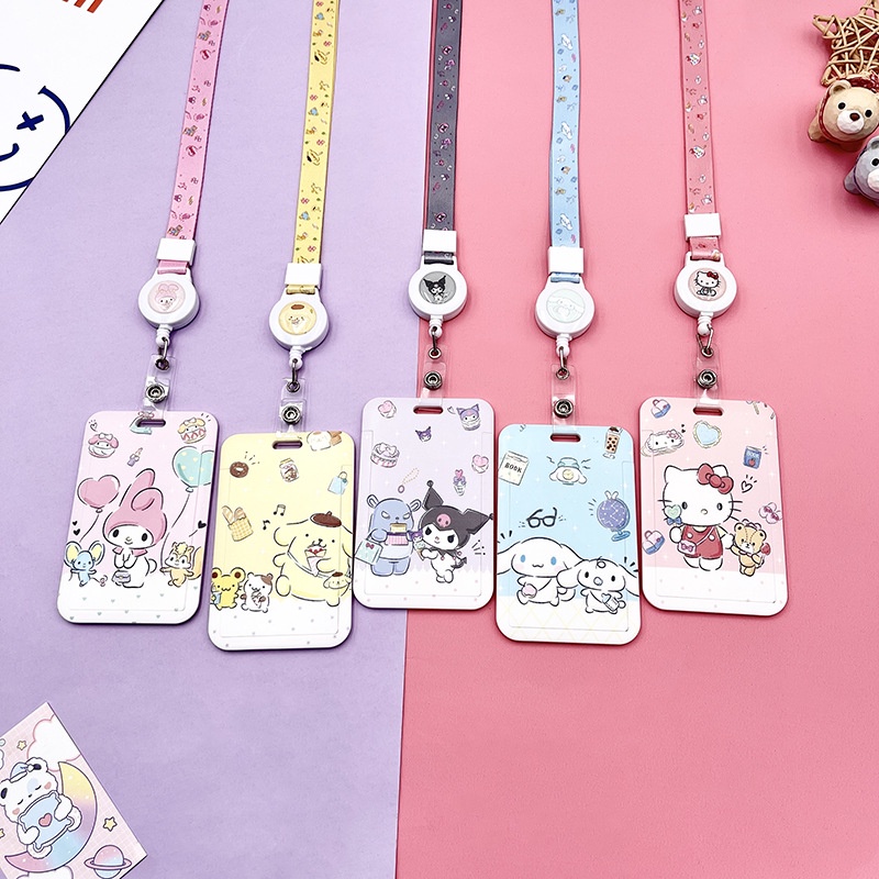 Bao Đựng Thẻ ID / Thẻ Ngân Hàng / Thẻ Ngân Hàng / Dây Đeo Cổ Họa Tiết Hoạt Hình kitty Có Thể Tháo Rời
