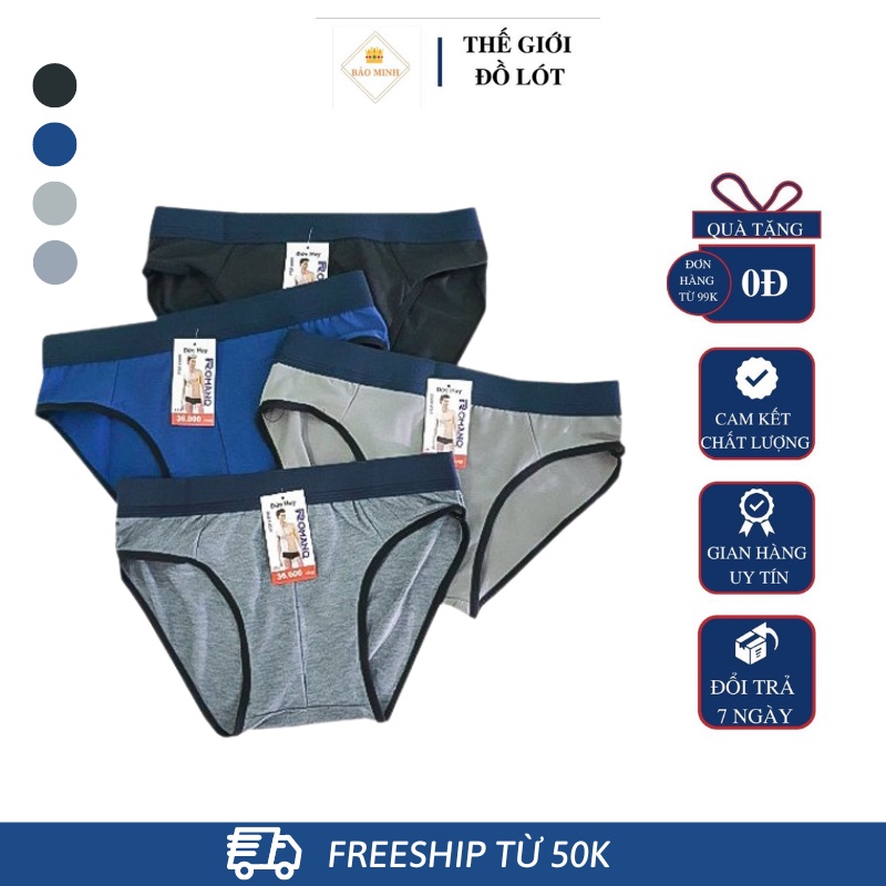 Quần lót nam tam giác cotton co giãn 4 chiều thấm hút mồ hôi 45-85kg