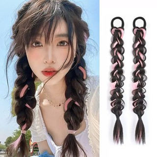 Set 2 Tóc Giả Nối Dài Đuôi Ngựa Bằng Sợi Cây Hai Màu Phong Cách lolita Dễ Thương Ngọt Ngào Thời Trang Cho Nữ