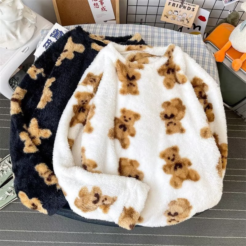 Áo sweater Tay Dài Cổ Tròn In Hình Gấu Hoạt Hình Phong Cách Hàn Quốc Thời Trang Thu Đông 2022 Cho Nam