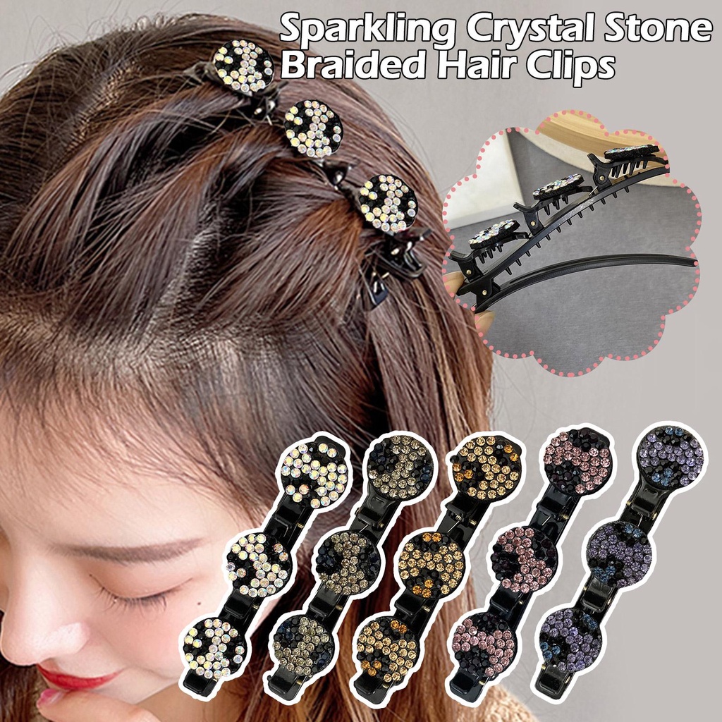 Kẹp Tóc Bện Đính Đá Lấp Lánh T9B1