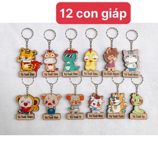 Sỉ 12 móc khoá 12 con giáp bằng gỗ