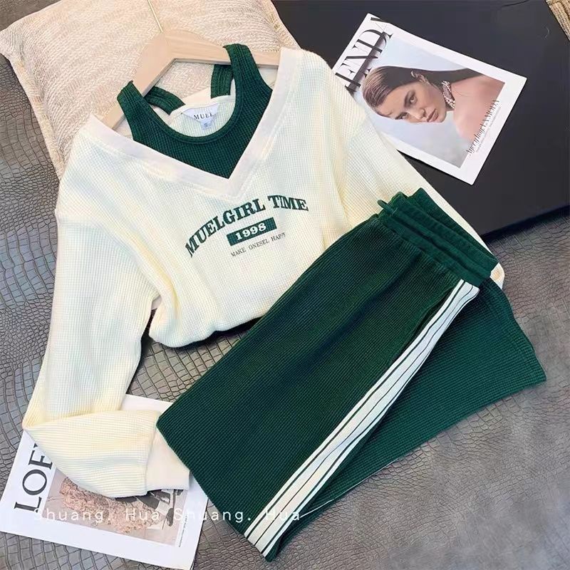 Bộ Đồ Thể Thao Áo Sweater Phối Quần Dài Thời Trang Mùa Thu 2022 Cho Bạn Gái
