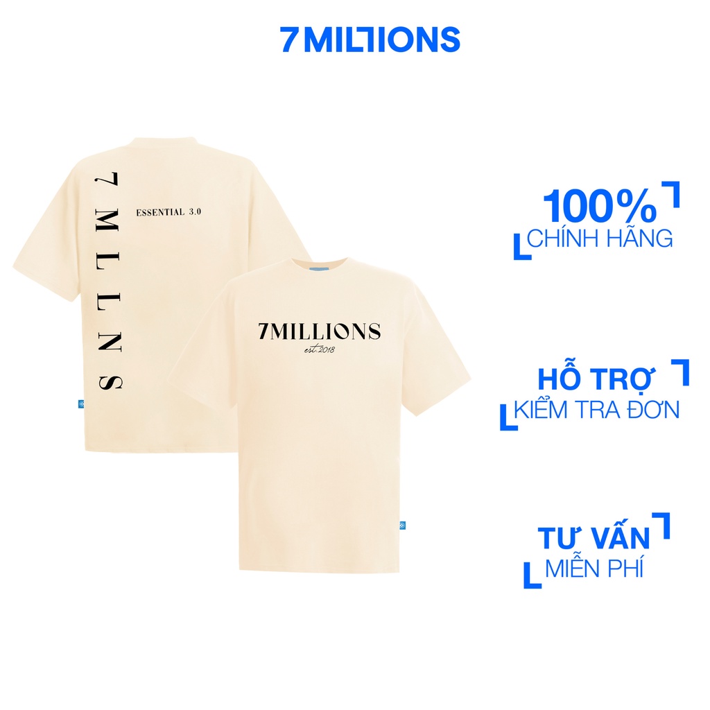 Áo Thun Unisex Cổ Tròn 7MILLIONS Basic 3.0 - Màu Tan - 100% Cotton 2 chiều - Form Oversize.