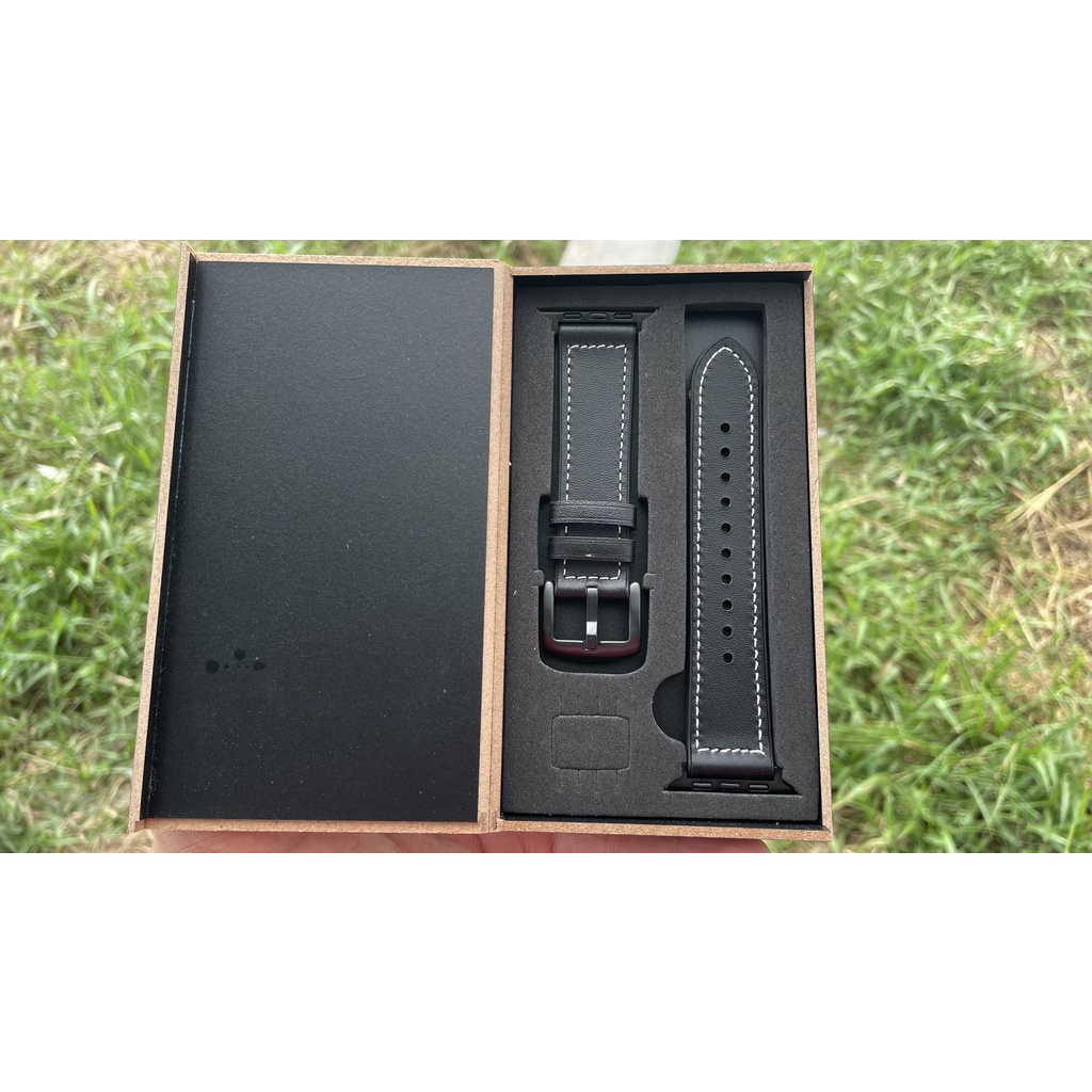 Dây da sáp dầu Vintage cao cấp 40/44/38/42mm kèm hộp gỗ cho Apple watch Series 7 6 SE 5 4 3 2 41mm 45mm