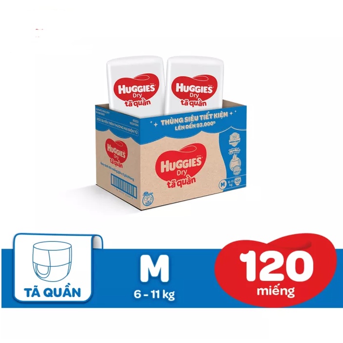 Tã quần Huggies M120/L104/XL88/XXL80