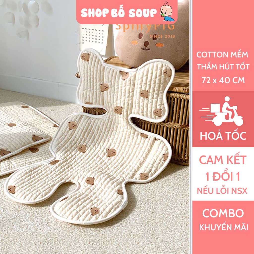 Tấm lót xe đẩy em bé cotton mềm mại thoáng khí phong cách Hàn Quốc Shop Bố