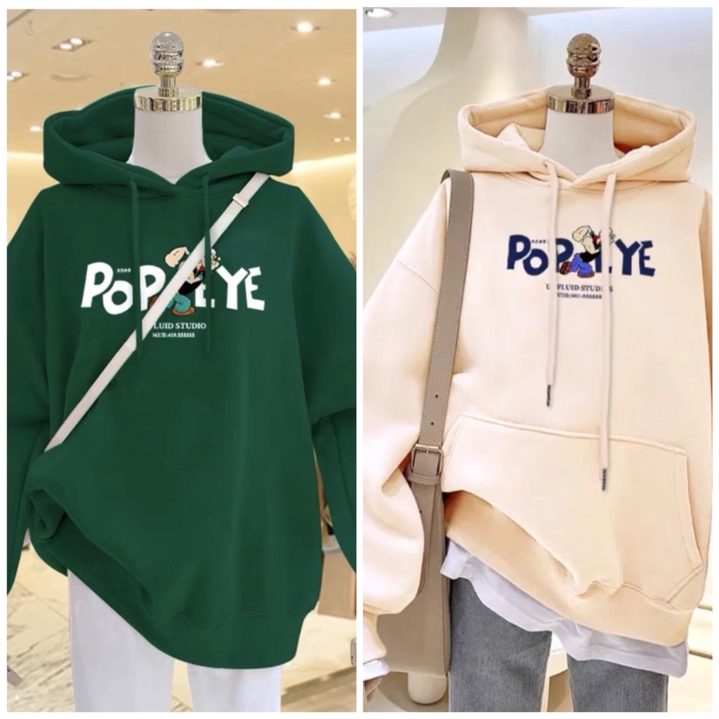 Áo hoodie nam nữ khoác nỉ bông tay bồng HANOVA chất liệu dày dặn in hình POPEYE cute