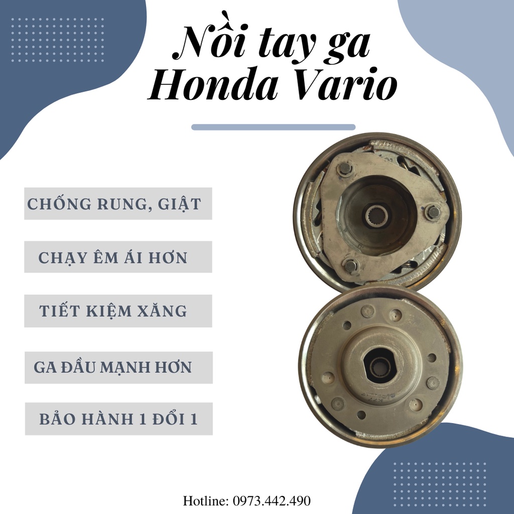 Nồi sau tay ga Honda Vario 125, Vario 150, Click 125, Click 150 chống rung, giật bao gồm (Chuông, ba càng, đế nồi, vĩ, l