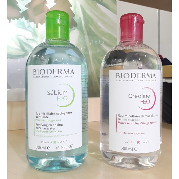 Nước tẩy trang Bioderma Crealine H2O nắp nhấn xanh,hồng 500ml,nước tẩy trang quốc dân dành cho mọi loại da