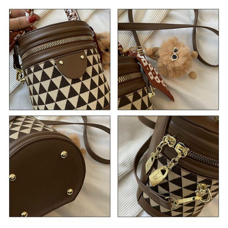 túi trụ tròn Vintage kèm phụ kiện nhập khẩu chất lượng loại 1