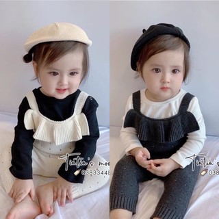 Yếm quần len bèo ngực dành cho bé gái 3-18M