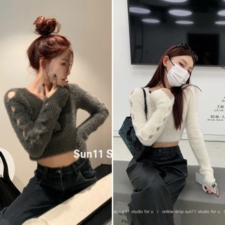 Áo len lông cổ tim khuy tay cá tính Hàng QC