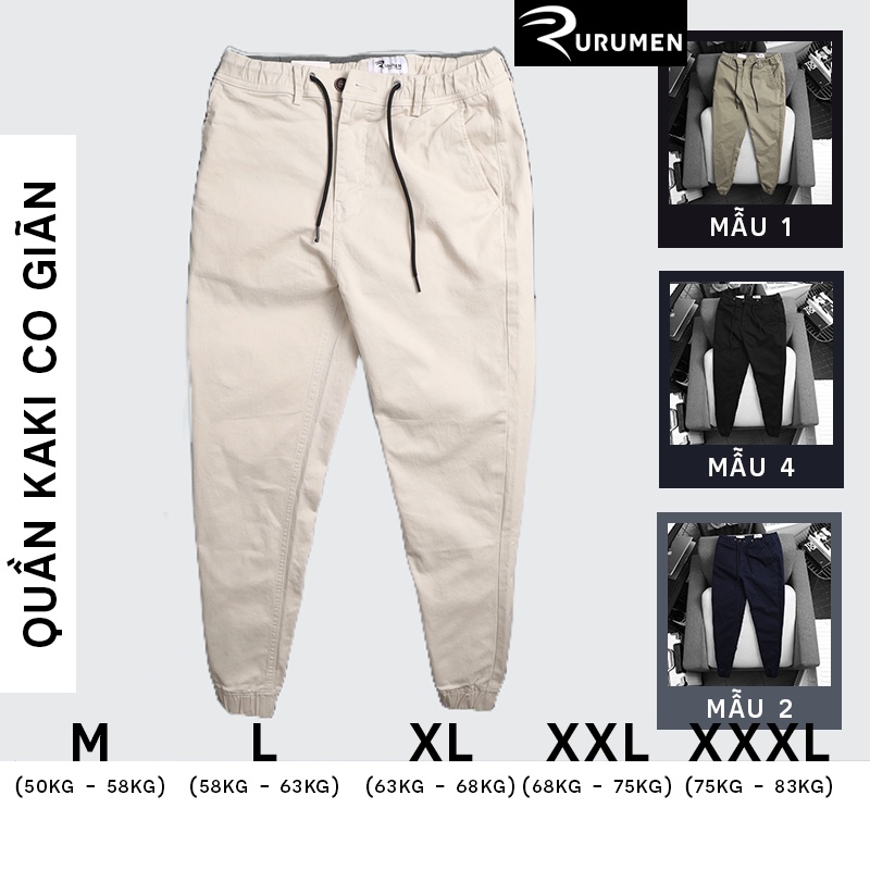 Quần Jogger Dài Nam Kaki Co Giãn RURUMEN Chất Kaki Dày VNXK