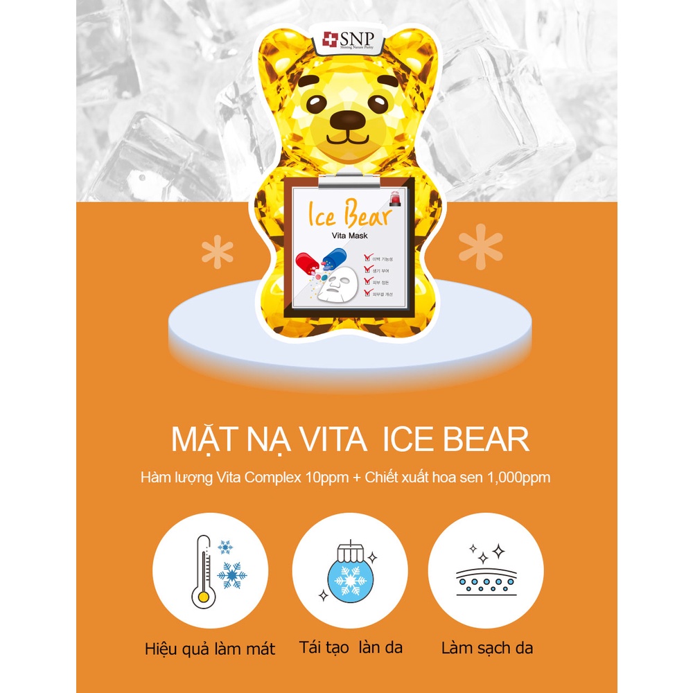 Mặt Nạ Gấu Băng SNP Ice Bear Mask Mát Lạnh Với Tinh Chất Thạch Băng Giầu Dưỡng Chất