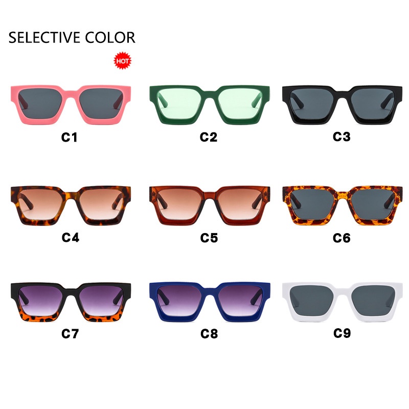 Kính Chống Nắng Gọng Vuông Màu Gradient Phong Cách Vintage Thời Trang