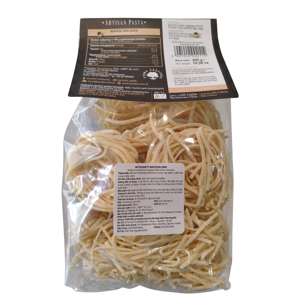 Mì Spaghetti Alla Chitarra Artisan Pasta Bartolini 300g