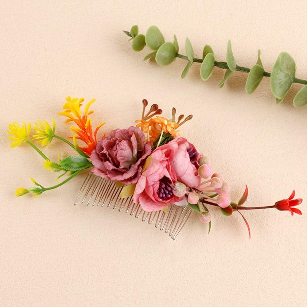 Lược Cài Tóc Hình Hoa Thanh Lịch Cho Cô Dâu|Phụ Kiện Trang Trí Tóc Xinh Xắn Chất Lượng