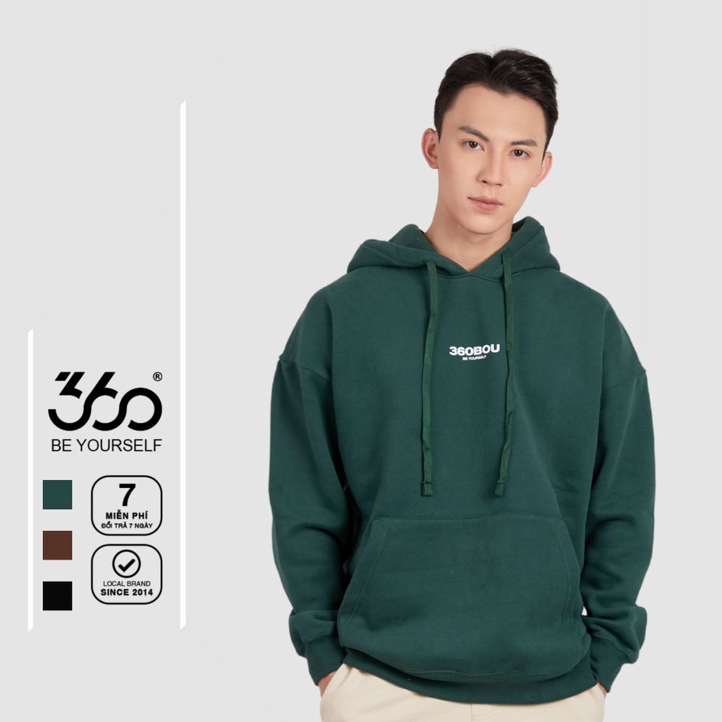 Áo hoodie nam có túi thương hiệu 360 Boutique chất liệu nỉ bông dày dặn - AHHOL339