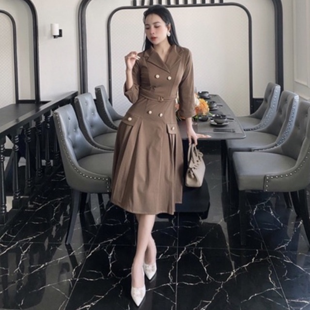 Váy công sở cổ vest cao cấp _ Váy liên cao cấp