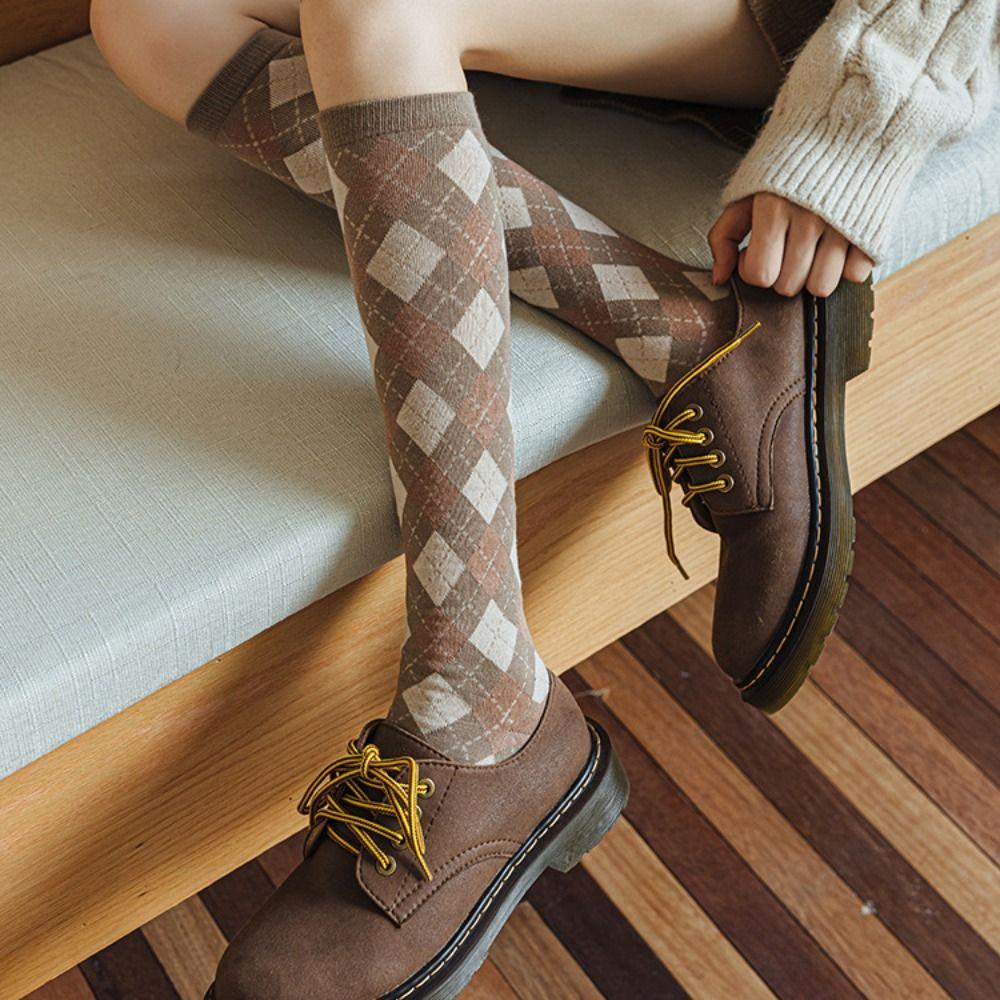 FALLFORBEAUTY Vớ Dài Không Đường May Thoáng Khí Họa Tiết Hoa Tulip Dễ Thương Thời Trang Cho Nữ