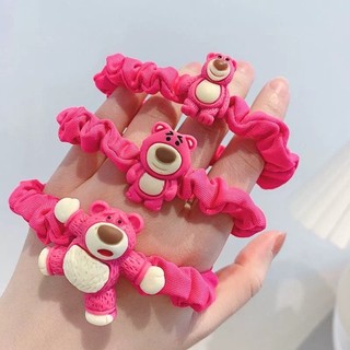 Dây buộc tóc gấu hồng lotso nhúng