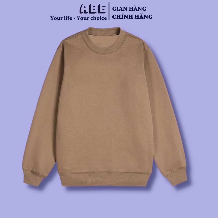 Áo Sweater Unisex ABE Nỉ bông dày dặn trơn basic, Freesize dưới 70kg