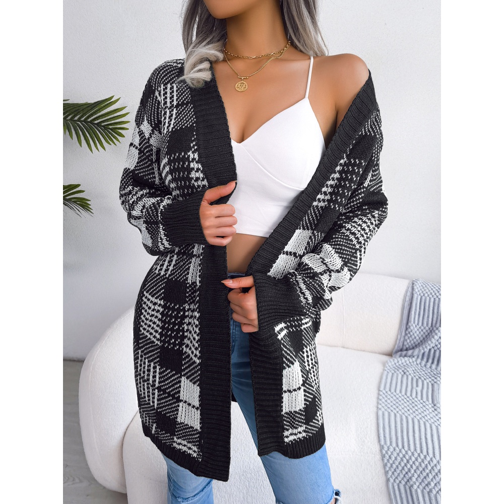 Áo Khoác Cardigan Dệt Kim Tay Dài Họa Tiết Kẻ Sọc Trắng Đen Thời Trang Thu Đông 2022 Cho Nữ