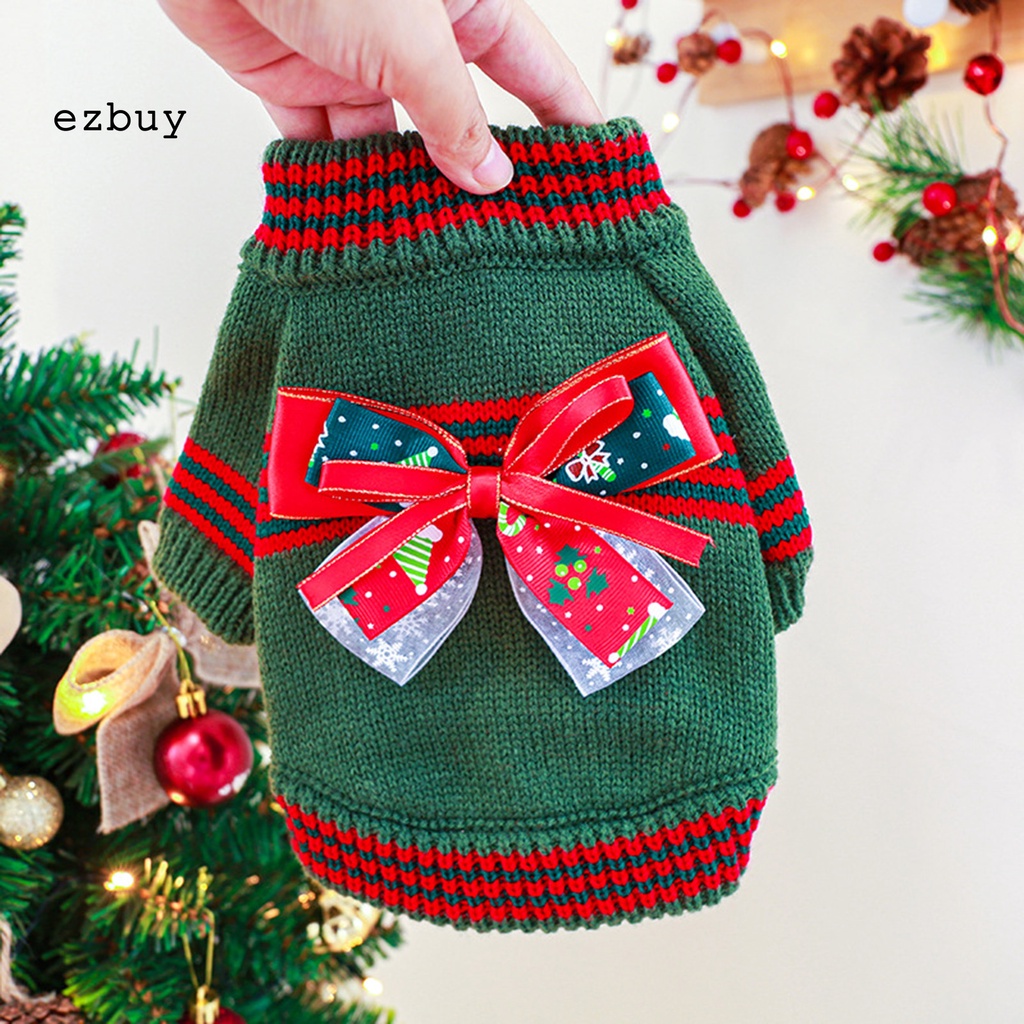 Ezbuy Áo Sweater Vải Polyester Mềm Nhẹ Đính Nơ Giữ Ấm Thoải Mái Cho Cún Cưng Vào Mùa Đông