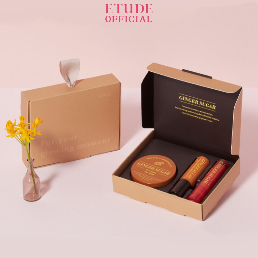 Set mỹ phẩm chăm sóc môi ETUDE Ginger Sugar chiết xuất gừng đường ngày và đêm