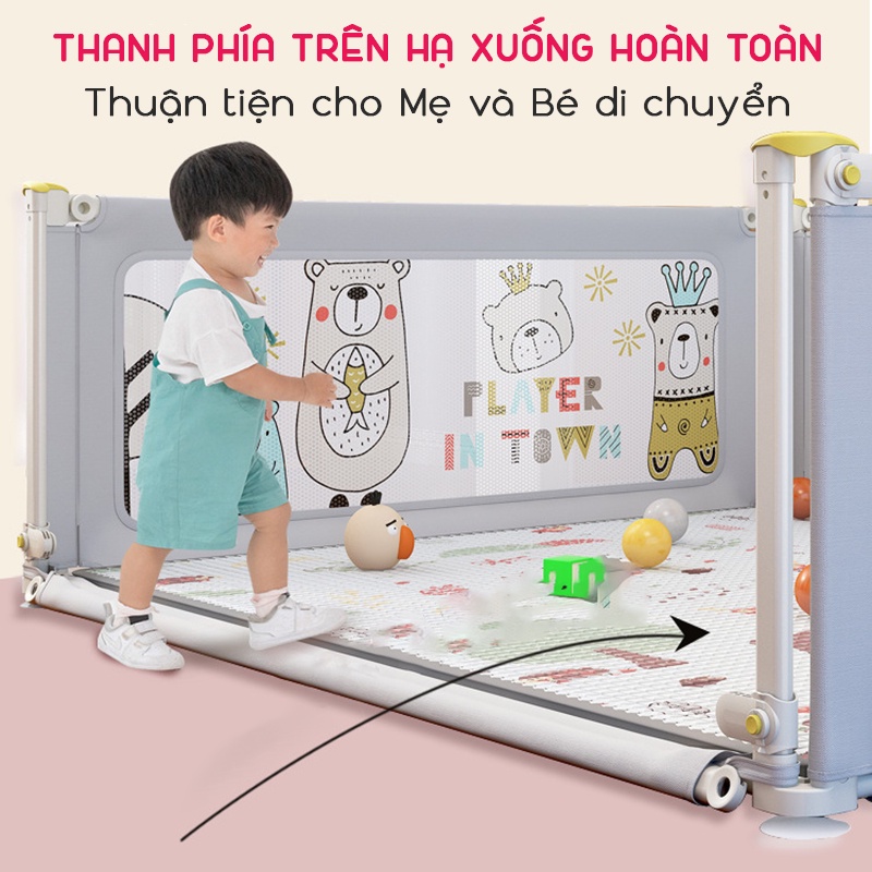 Bộ quây cũi cao cấp cho bé KidAndMom SP22 độ cao 73cm khung kim loại chống va đập hạ 1 góc